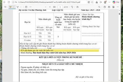 HƯỚNG DẪN CÁCH NHẬP THÔNG TIN  ĐẠT GIẢI CÁC CUỘC THI CHO HỌC SINH TRONG HỌC BẠ